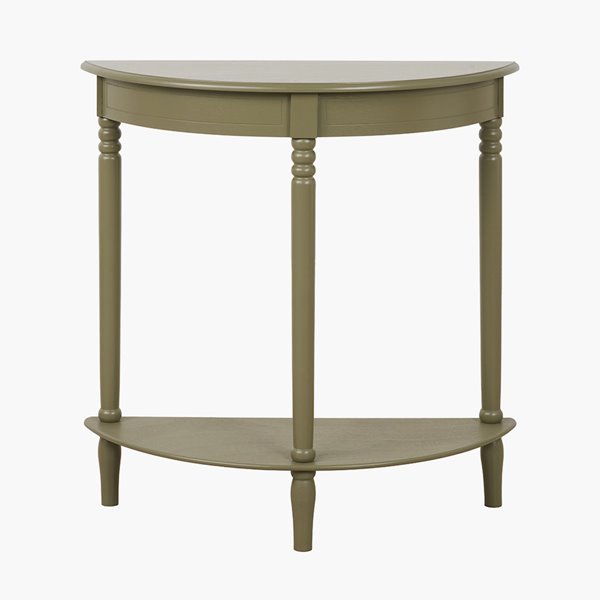 Olive Half Moon Console with Shelf 