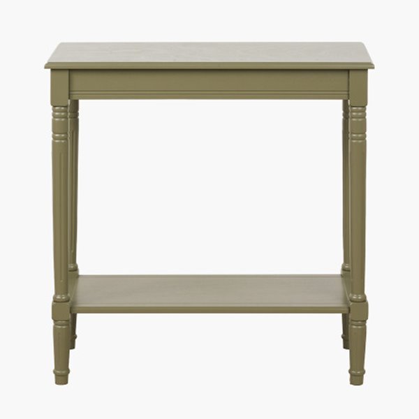 Olive Solid Wood Console with Shelf  
