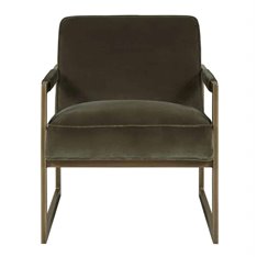 Olive Velvet and Bronze Armchair  Image