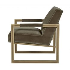Olive Velvet and Bronze Armchair  Image