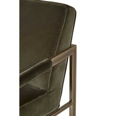 Olive Velvet and Bronze Armchair  Image