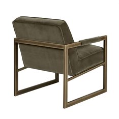 Olive Velvet and Bronze Armchair  Image