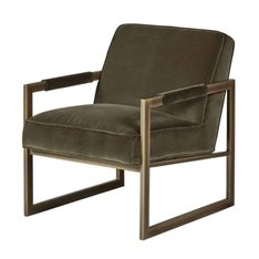 Olive Velvet and Bronze Armchair  Image