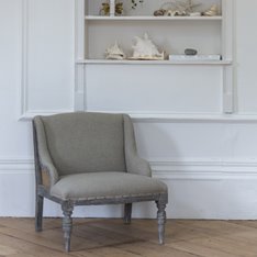 Open Back Linen Bedroom Chair Image