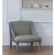 Open Back Oak Bedroom Chair - Linen Image