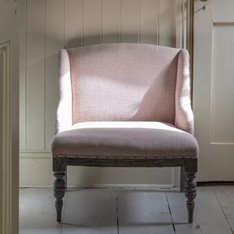 Open Back Oak Bedroom Chair - Pink Image