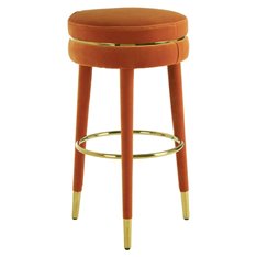 Orange Velvet Round Bar Stool Image