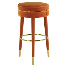 Orange Velvet Round Bar Stool Image