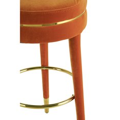 Orange Velvet Round Bar Stool Image