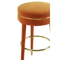 Orange Velvet Round Bar Stool Image