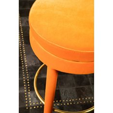 Orange Velvet Round Bar Stool Image