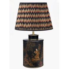 Oriental Landscape Lamp with Pleated Shade Image