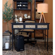 Oxford Rattan Swivel Office Chair  - Black Image