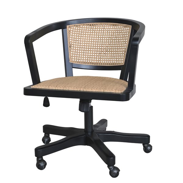 Oxford Rattan Swivel Office Chair  - Black