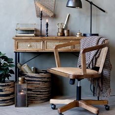 Oxford Rattan Swivel Office Chair  - Natural Image