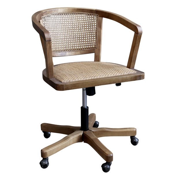 Oxford Rattan Swivel Office Chair  - Natural