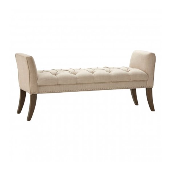 PADDED BUTTON BEIGE BENCH