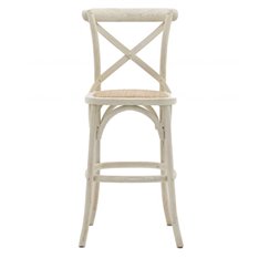 Pair Washed White Cross Back Bar Stool Image