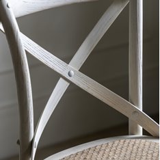 Pair Washed White Cross Back Bar Stool Image