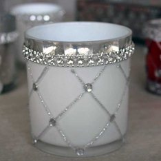 White and Jewel Large Candle Holder Image