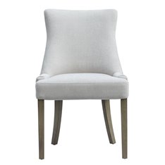 Pale Grey Chenille & Oak Dining Chair Image