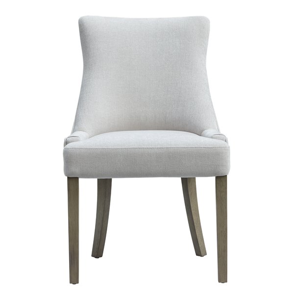 Pale Grey Chenille & Oak Dining Chair