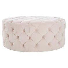 Pale Pink Velvet Button Round Footstool Image