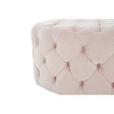 Pale Pink Velvet Button Round Footstool Image