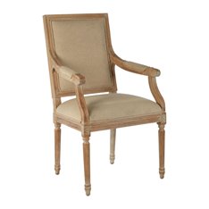 Paris Washed Oak Linen Dining Chair Image