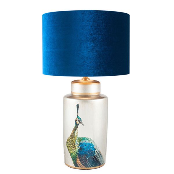 Peacock Silver Ceramic Lamp