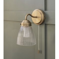 Pimlico Bathroom Glass Wall Light - Brass Image
