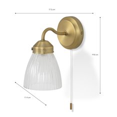 Pimlico Bathroom Glass Wall Light - Brass Image