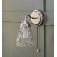 Pimlico Bathroom Glass Wall Light - Nickel Image