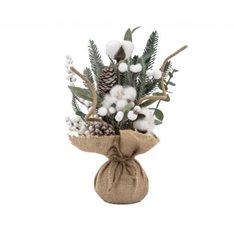 Pine and Cotton ball Decorative Tree Image