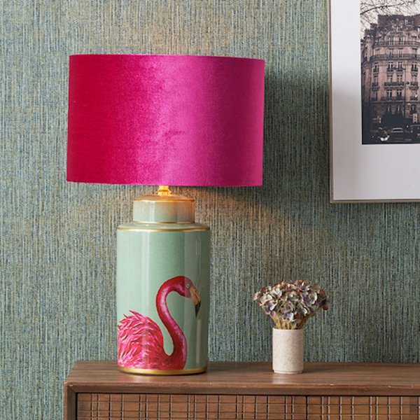 Pink Flamingo Ceramic Lamp with Shade