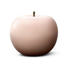 Pink Glazed Ceramic Apple Sculpture Image