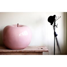 Pink Glazed Ceramic Apple Sculpture Image