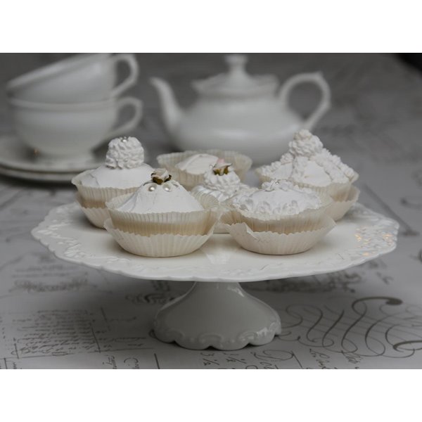 Provence Vintage White China Cake Stand