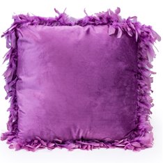 Purple Velvet Feather Edge Cushion Image