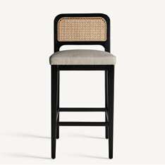 Raffles Black & Cane Bar Stool Image