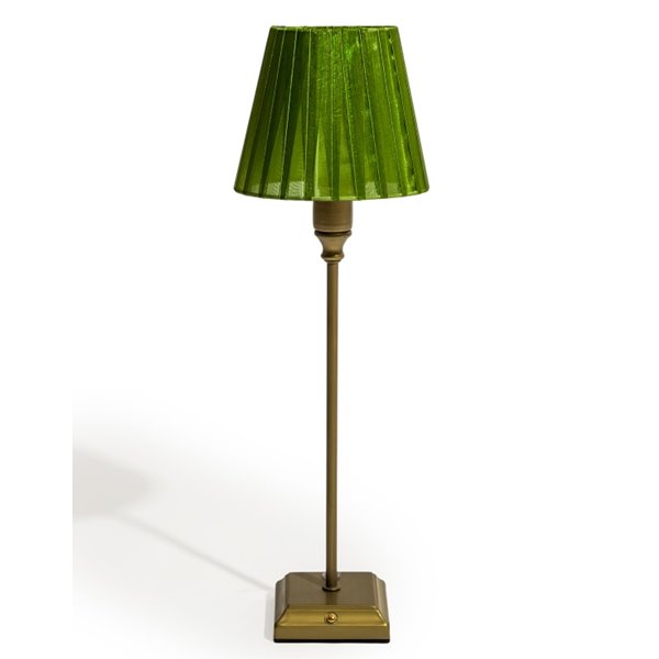 Rechargeable Brushed Brass Table Lamp - Green Shade
