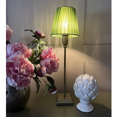 Rechargeable Brushed Brass Table Lamp - Green Shade Image