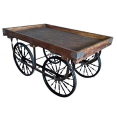 Reclaimed Wood and Big Wheel Cart Display Table  Image