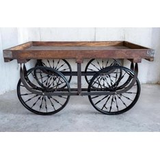 Reclaimed Wood and Big Wheel Cart Display Table  Image