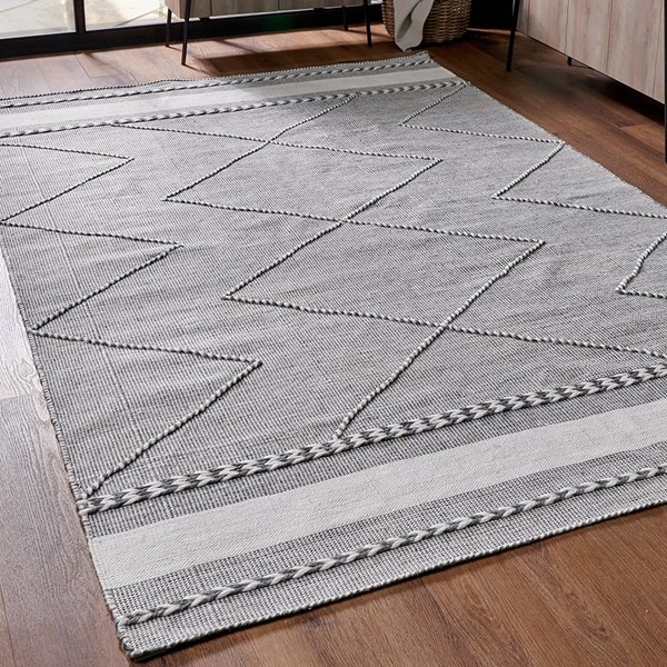 Recycled Grey and White woven Outdoor Rug