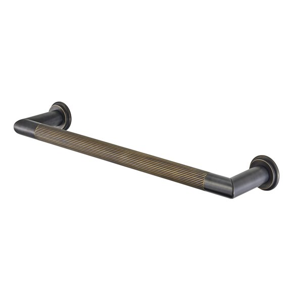 Reeded Brass Single Towel Rail (Electric) - Bronze