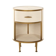 Round Black Shagreen Bedside Table Image