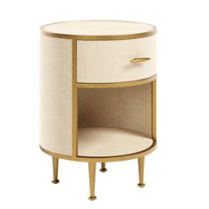 Round Black Shagreen Bedside Table Image