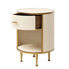 Round Black Shagreen Bedside Table Image