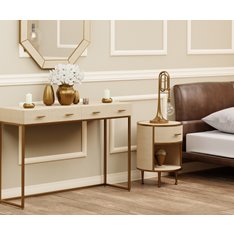 Round Ivory Shagreen Bedside Table  Image